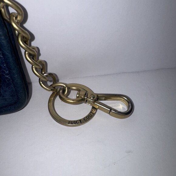 Juicy Couture Y2K Blue Leather Nice Girls Who Like Stuff Keychain ID 3.5x5” VGUC - Picture 2 of 5